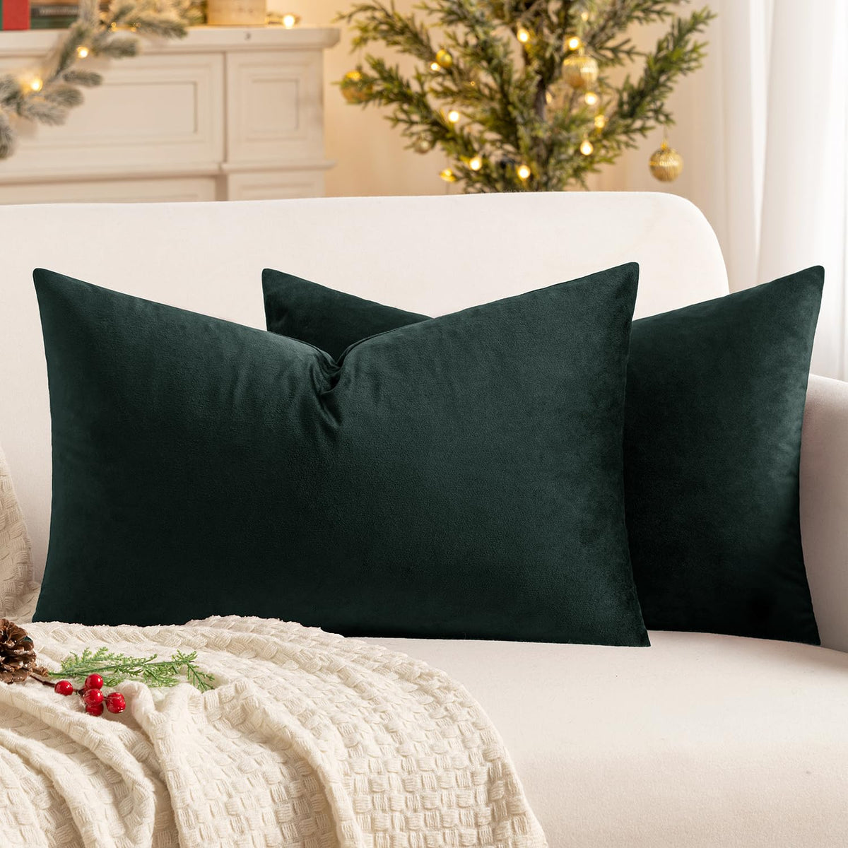 MIULEE Velvet Throw Pillow Covers 18x18 Inch Pack of 2 Dark Blue