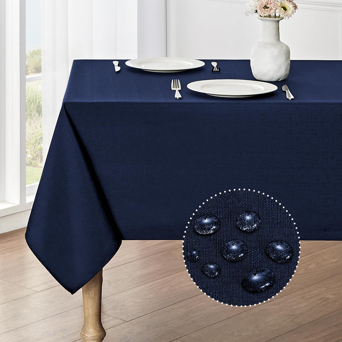 Veblandy Rectangle Tablecloth Waterproof Linen Textured Table Cloth Stain and Wrinkle Resistant Washable, Decorative Fabric Table Cover for Dining, Party and Camping (Sage Green, 52 * 70)