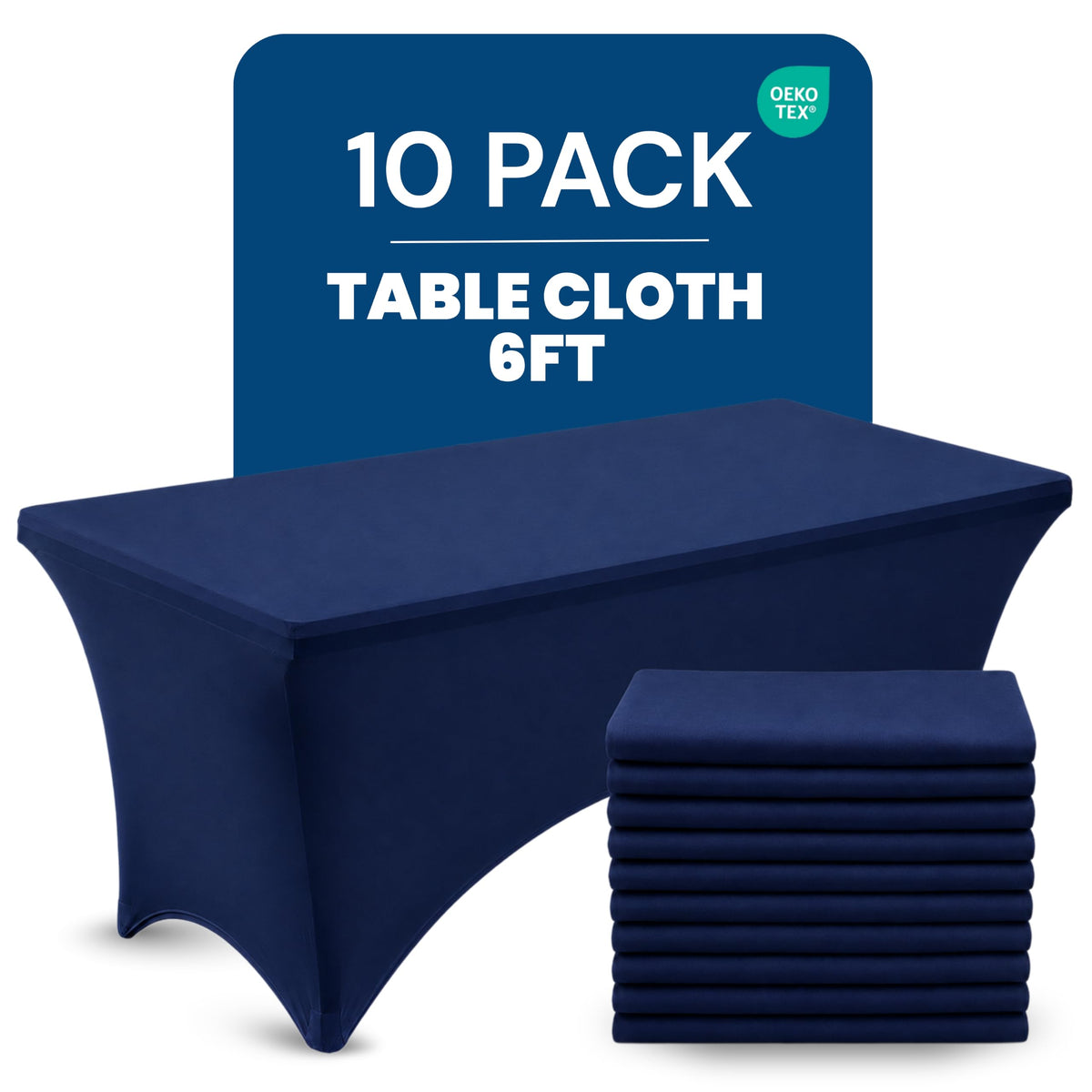 Utopia Kitchen Spandex Tablecloth 2 Pack [6FT, Black] Tight, Fitted, Washable and Wrinkle Resistant Stretch Rectangular Patio Table Cover for Event, Wedding, Banquet & Parties [72Lx30Wx30H Inch]