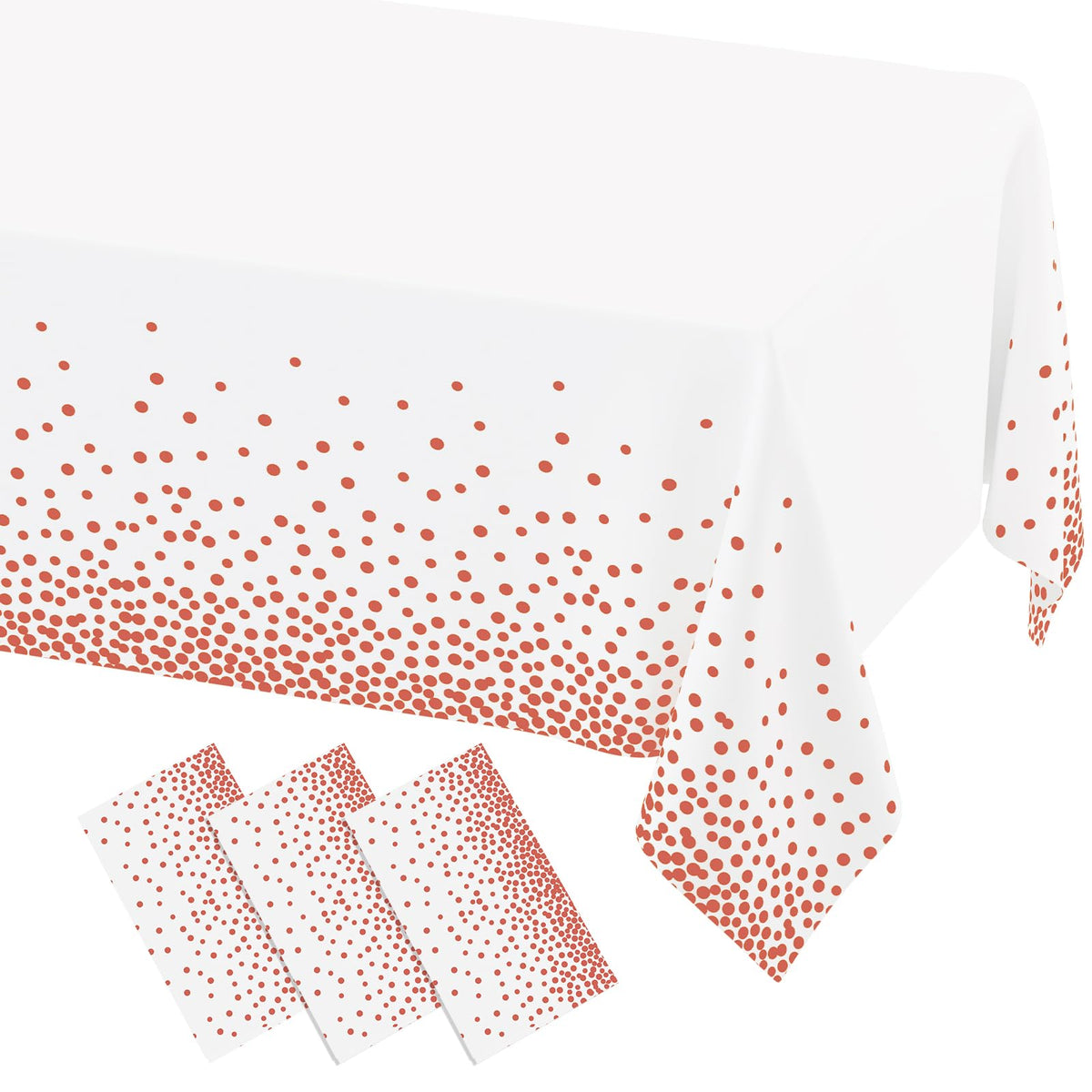 misaya 3 Packs Dot Disposable Table Cloth, 54 x 108 Inch Waterproof Plastic Tablecloth, Rectangle Gold Dots in White Table Covers for Picnic, Birthday, Party and Back to School
