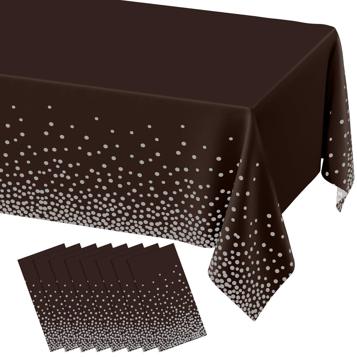 misaya 8 Packs Disposable Plastic Table Cloth, Gold Dots in Black