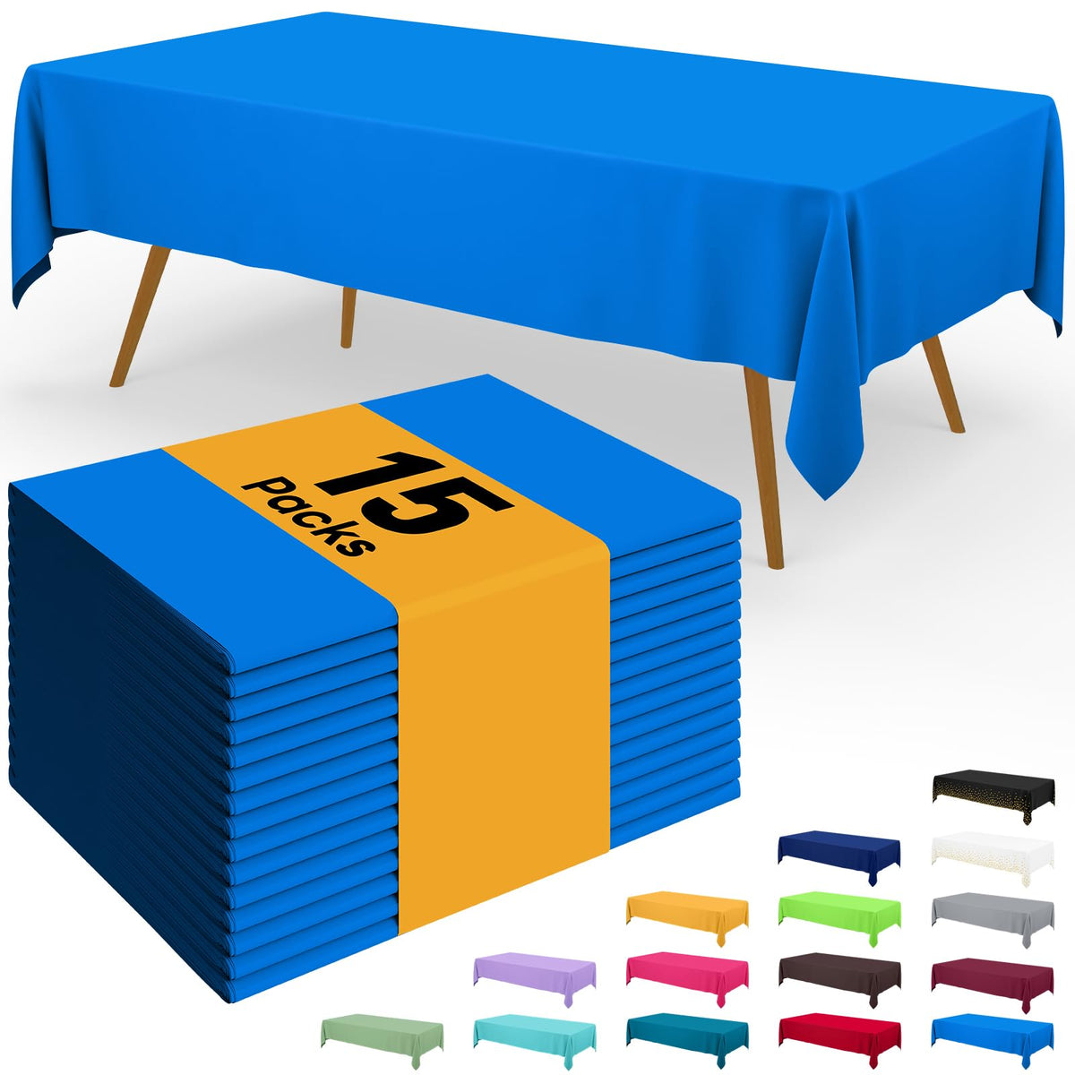 Smiry Disposable Table Cloth - 6 Pack, 54 x 108 Inch Waterproof Rectangle Tablecloths for Parties, Decorative Plastic Table Cover, Leakproof & Sturdy, White