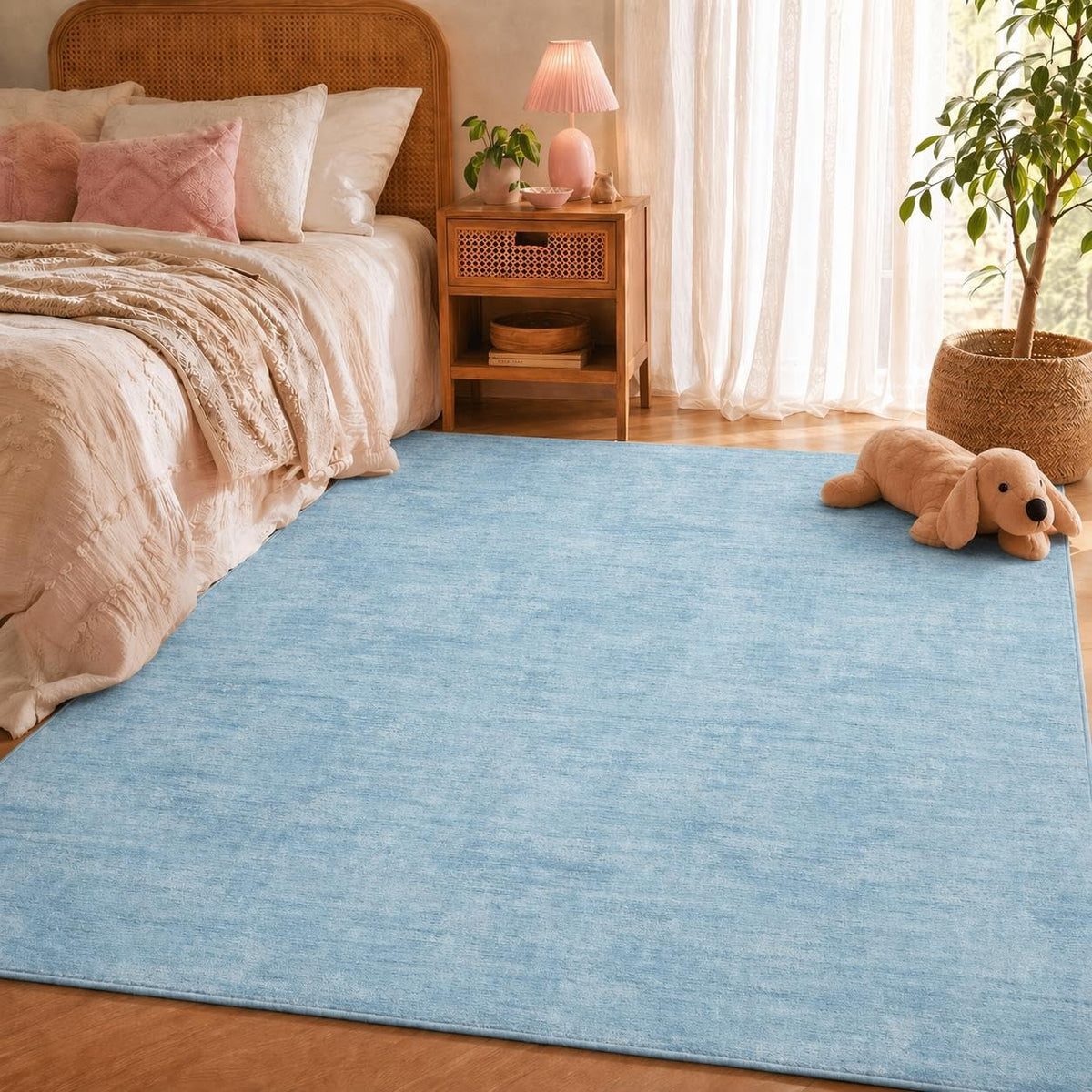 RUGSREAL Bedroom Area Rug 4x6 Modern Abstract Area Rug Stain Resistant Small Living Room Rug Contemporary Dining Room Rug Non-Slip Solid Rug Aesthetic Accent Floor Carpet for Kitchen Office, Dark Grey