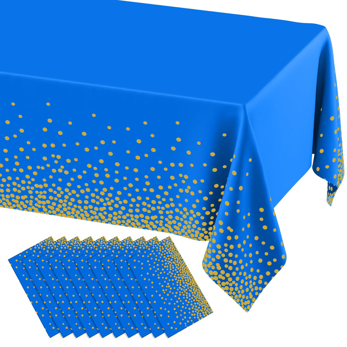 misaya 3 Packs Dot Disposable Table Cloth, 54 x 108 Inch Waterproof Plastic Tablecloth, Rectangle Gold Dots in White Table Covers for Picnic, Birthday, Party and Back to School