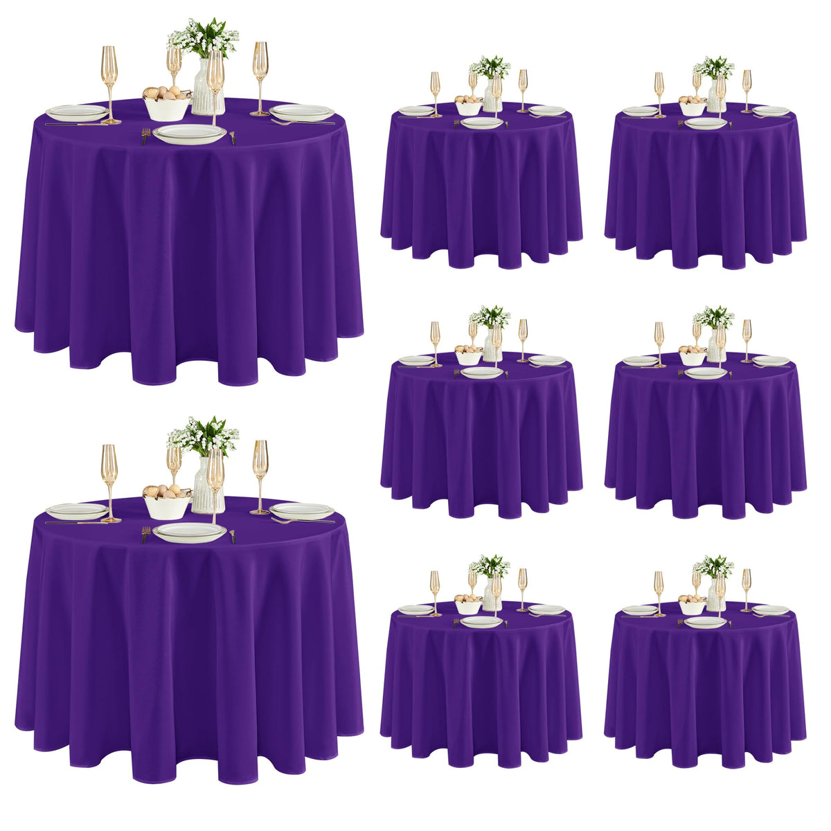 Fitable 6 Pack White Table Cloths 70x120 Inch for 6-8 Ft Rectangle Tables