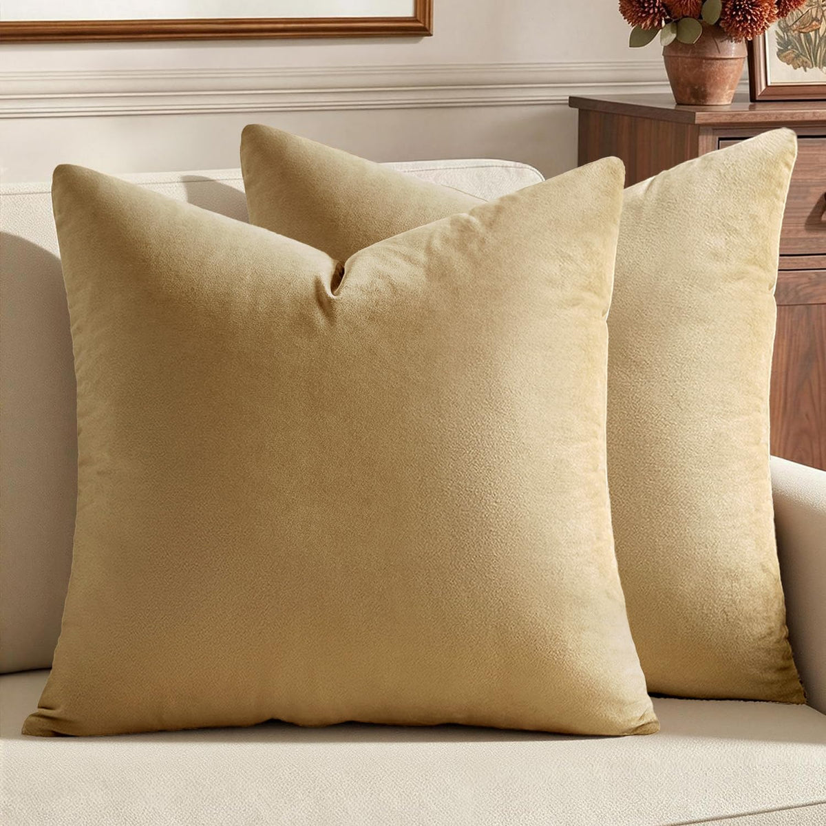 MIULEE Velvet Throw Pillow Covers 18x18 Inch Pack of 2 Dark Blue