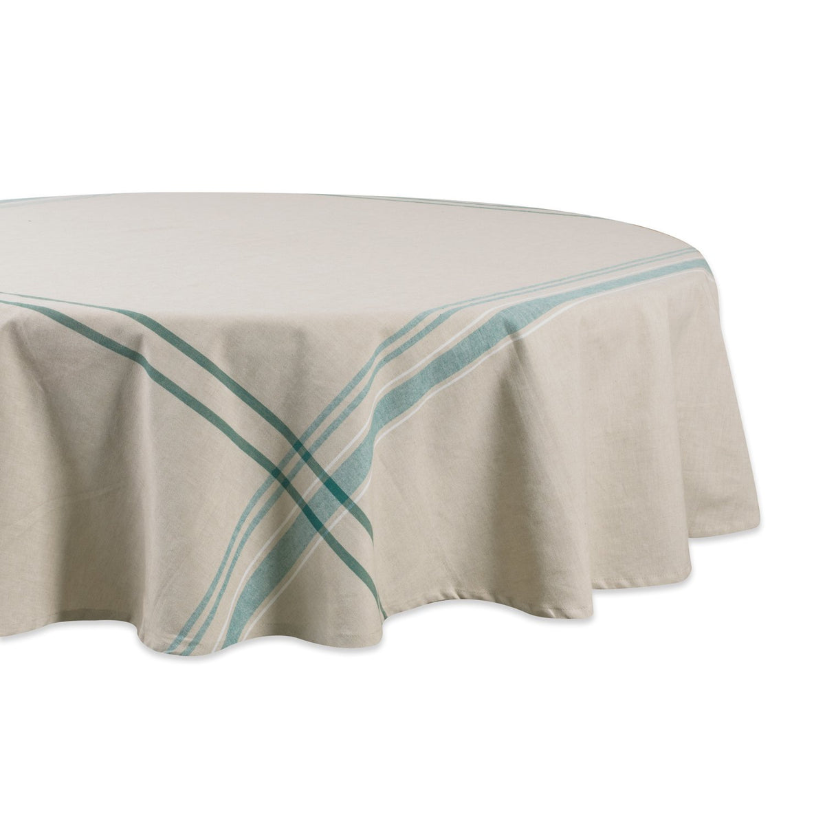 DII French Stripe Tabletop Collection Farmhouse Style Dining Table Linen Tablecloth, 60x120, Blue Chambray