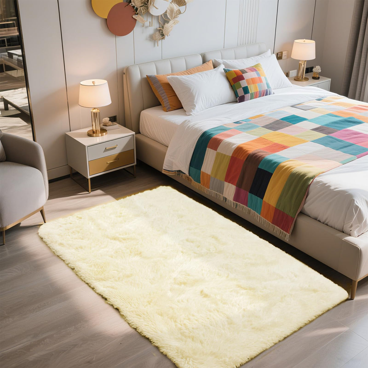 6x9 Black Fluffy Area Rug for Living Room,Large Shag Area Rugs for Bedroom