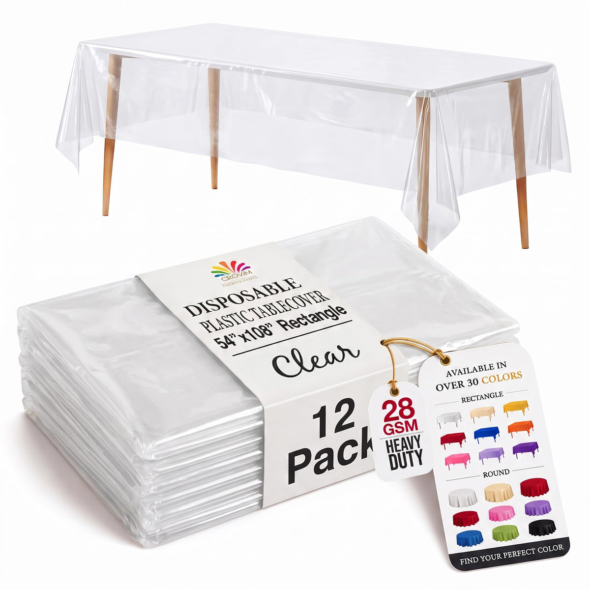 Exquisite 12-Pack Premium Plastic Tablecloth 12-Pack Premium Plastic Tablecloth 84in. Round Table Cover - Emerald Green