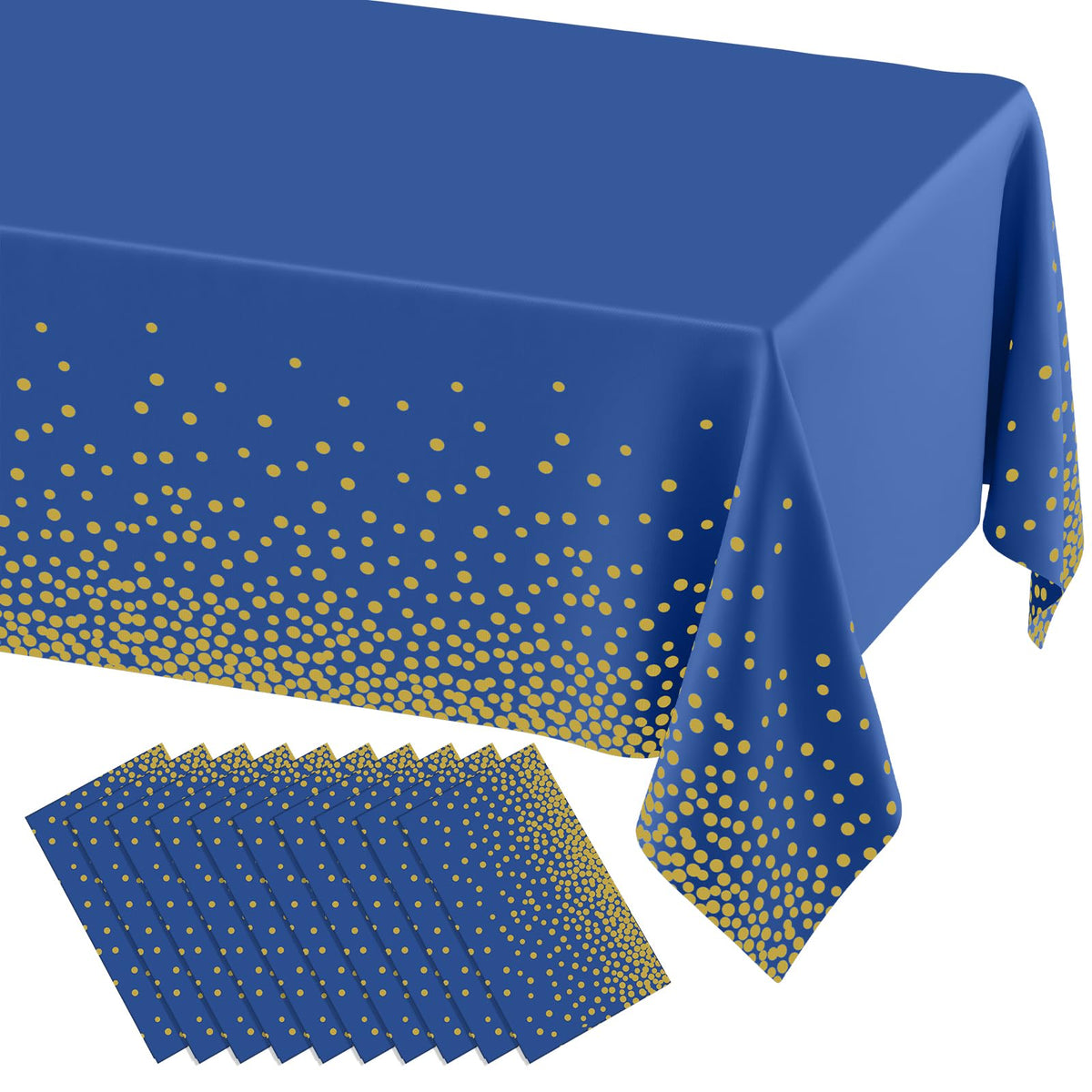 misaya 3 Packs Dot Disposable Table Cloth, 54 x 108 Inch Waterproof Plastic Tablecloth, Rectangle Gold Dots in White Table Covers for Picnic, Birthday, Party and Back to School