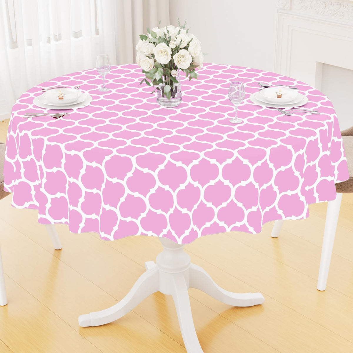 Smiry Rectangle Table Cloth, Flannel Backed Vinyl Tablecloth, 60"x84"