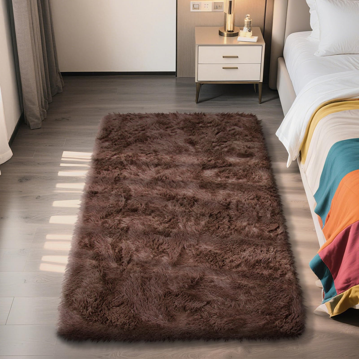 6x9 Black Fluffy Area Rug for Living Room,Large Shag Area Rugs for Bedroom