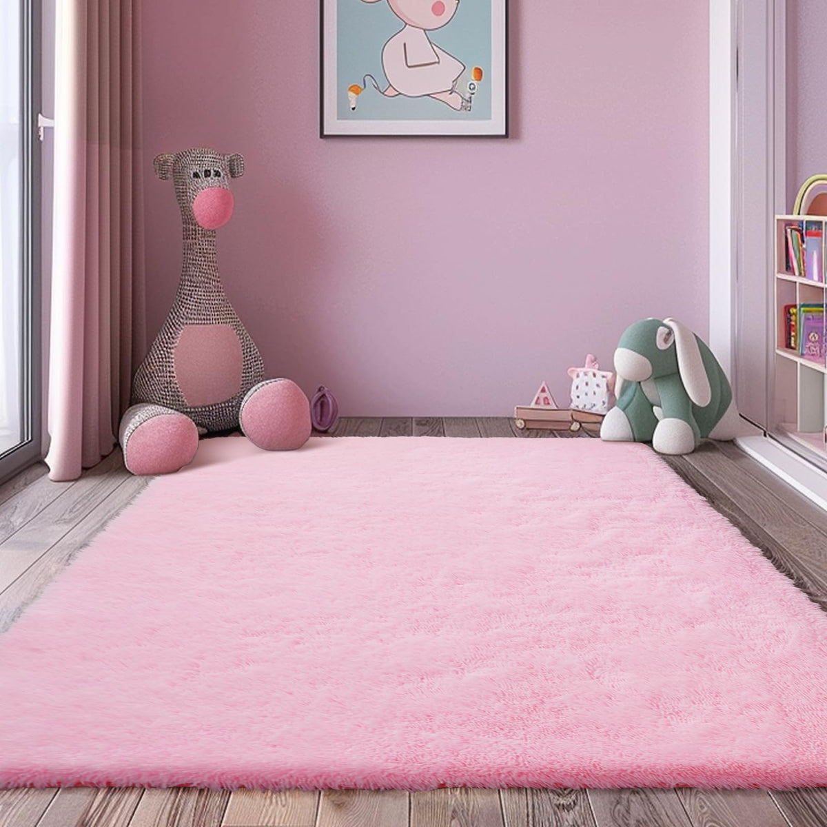 6x9 Black Fluffy Area Rug for Living Room,Large Shag Area Rugs for Bedroom