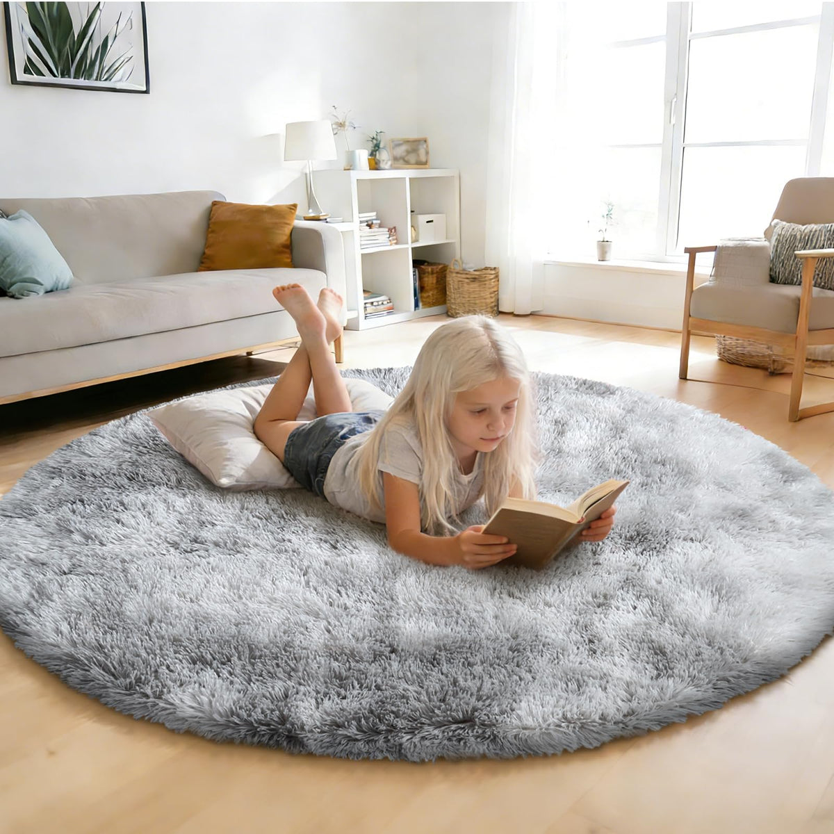 6x9 Black Fluffy Area Rug for Living Room,Large Shag Area Rugs for Bedroom