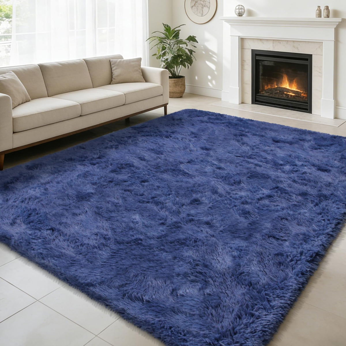 6x9 Black Fluffy Area Rug for Living Room,Large Shag Area Rugs for Bedroom