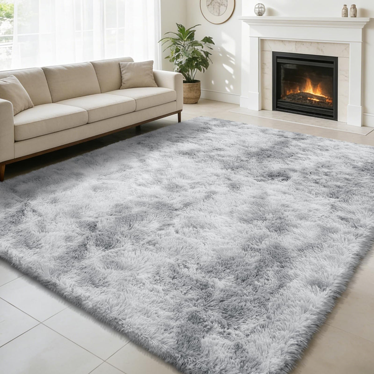 6x9 Black Fluffy Area Rug for Living Room,Large Shag Area Rugs for Bedroom