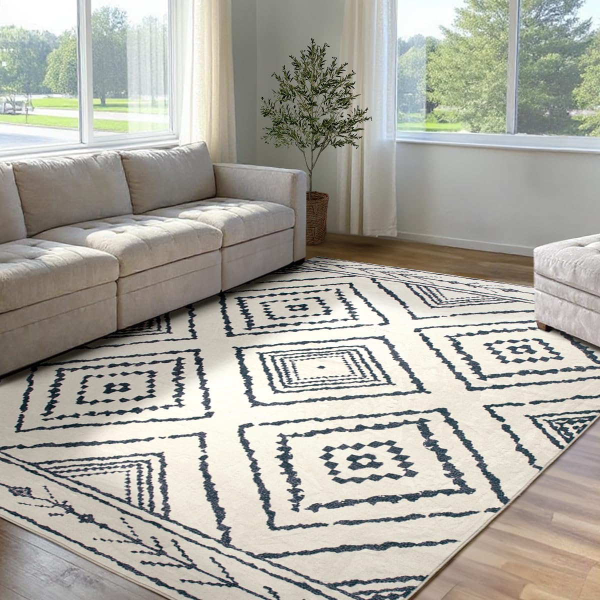 BESTSWEETIE 5'x7' Washable Area Rug for Living Room Bedroom Black