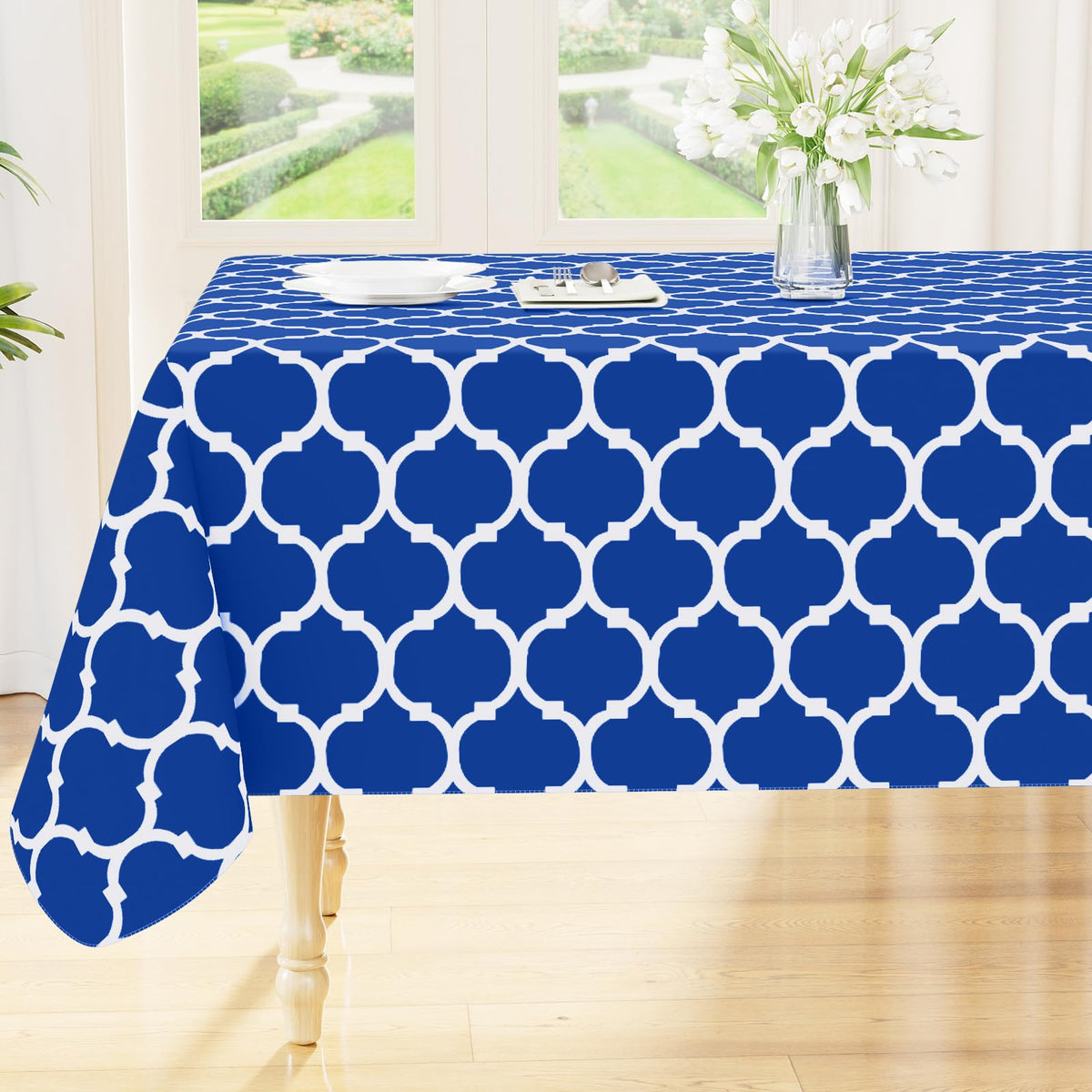 Smiry Rectangle Table Cloth, Flannel Backed Vinyl Tablecloth, 60"x84"