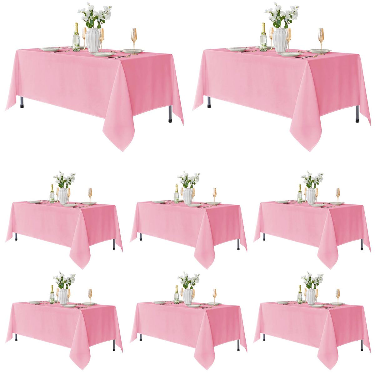 Fitable 6 Pack White Table Cloths 70x120 Inch for 6-8 Ft Rectangle Tables