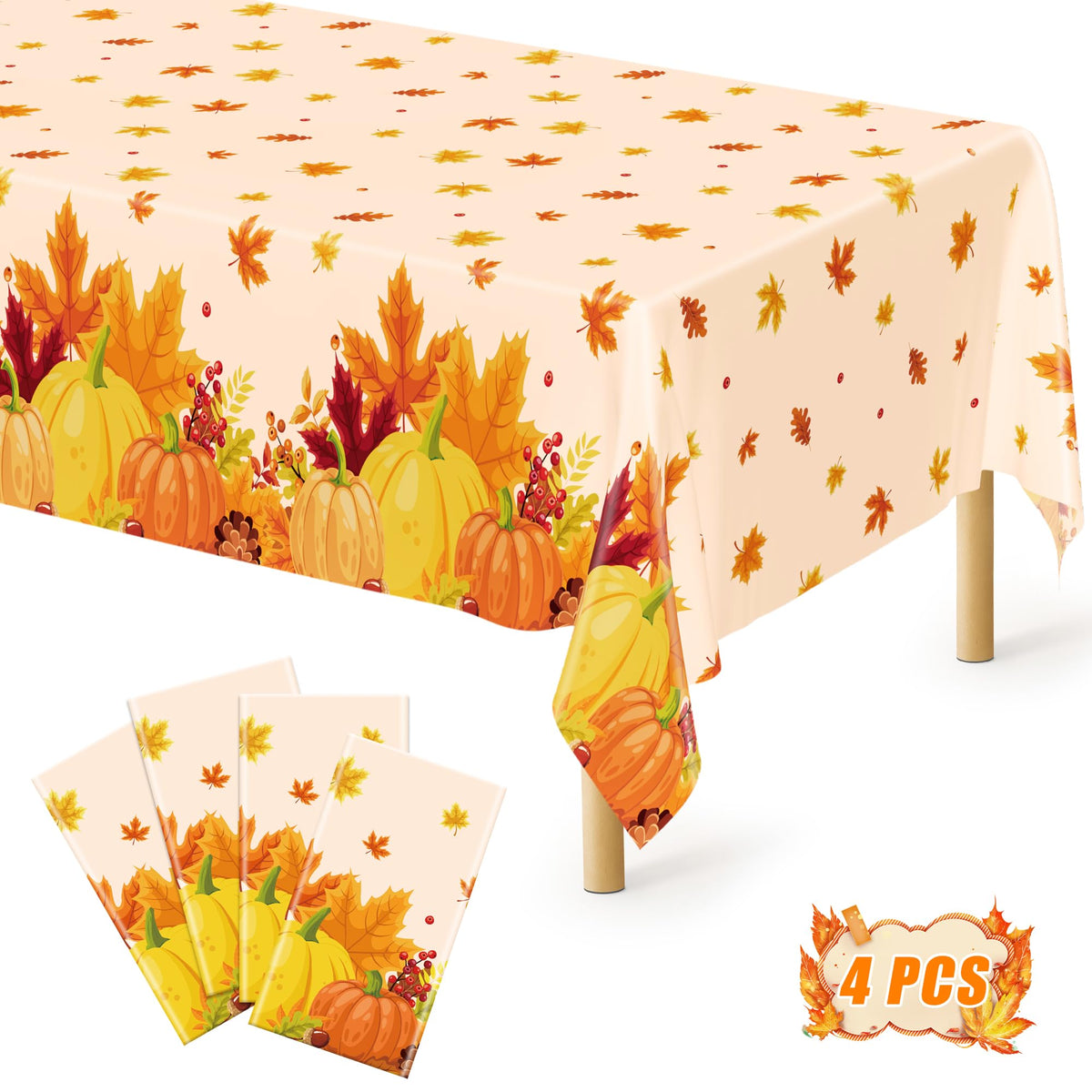 QZYL 4 Packs White Plastic Tablecloth, Large Sturdy Disposable Table Cloth