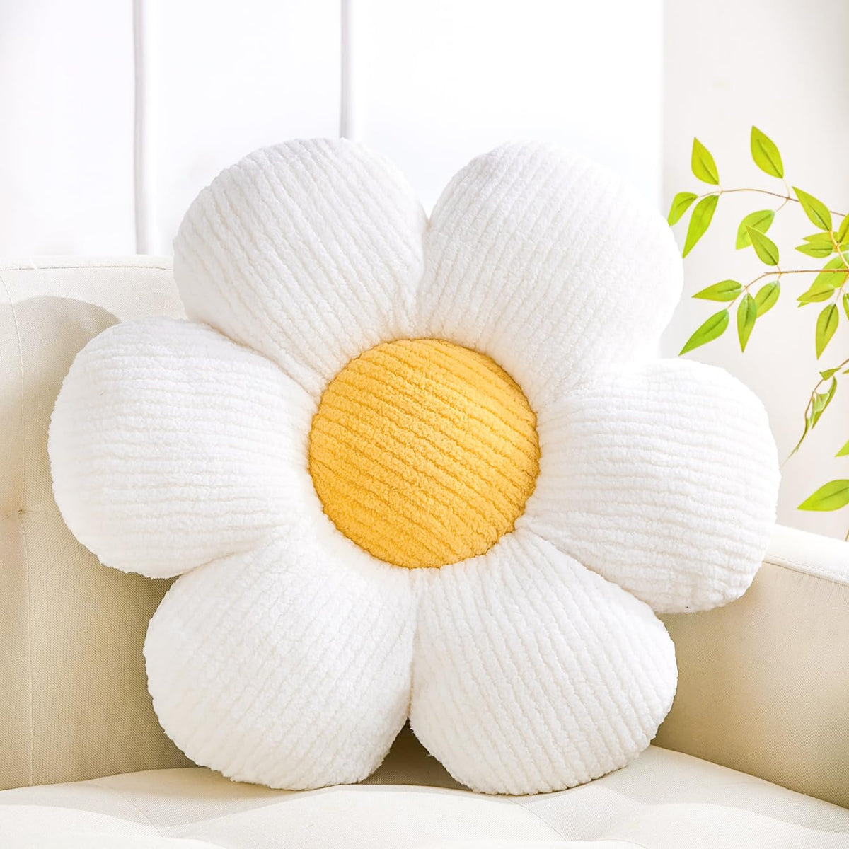 XIAIJIA Flower Pillow, Pink Daisy Throw Pillows, Flower Cushion 15.7 Inch