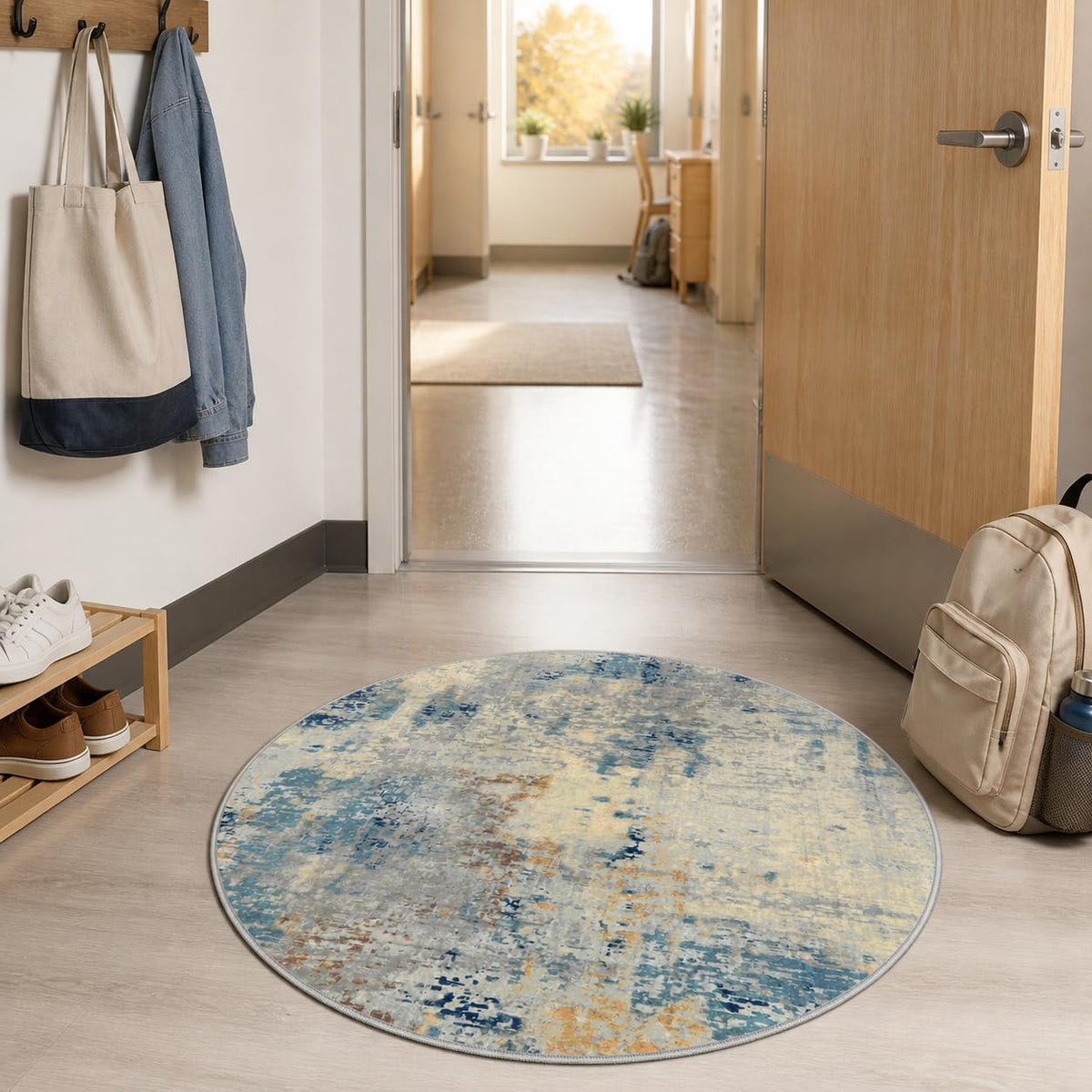 Lahome Modern Abstract Washable 5x7 Area Rugs for Living Room, Colorful Soft Bedroom Rug Low Pile Non Slip,Stain Resistance Dining Room Carpet for Nursery Office Entrance Home Office Decor