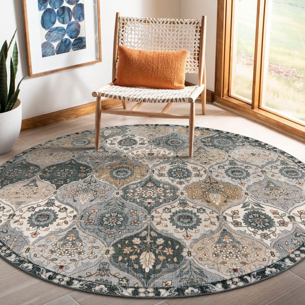 Lahome Moroccan Machine Washable Rugs for Living Room, 4x6 Rug for Bedroom