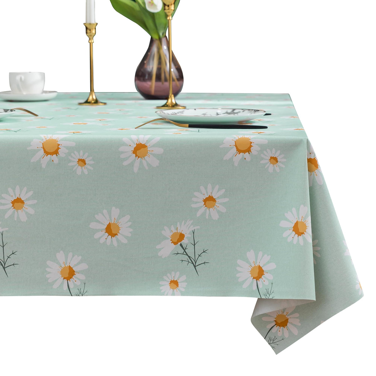 Rectangle Table Cloth,100% Waterproof Tablecloth Oil Proof Spill Proof Vinyl Table Cloth, Wipe Clean Plastic Table Cover for Dining, Camping, Indoor and Outdoor 52" x 70",Leaves