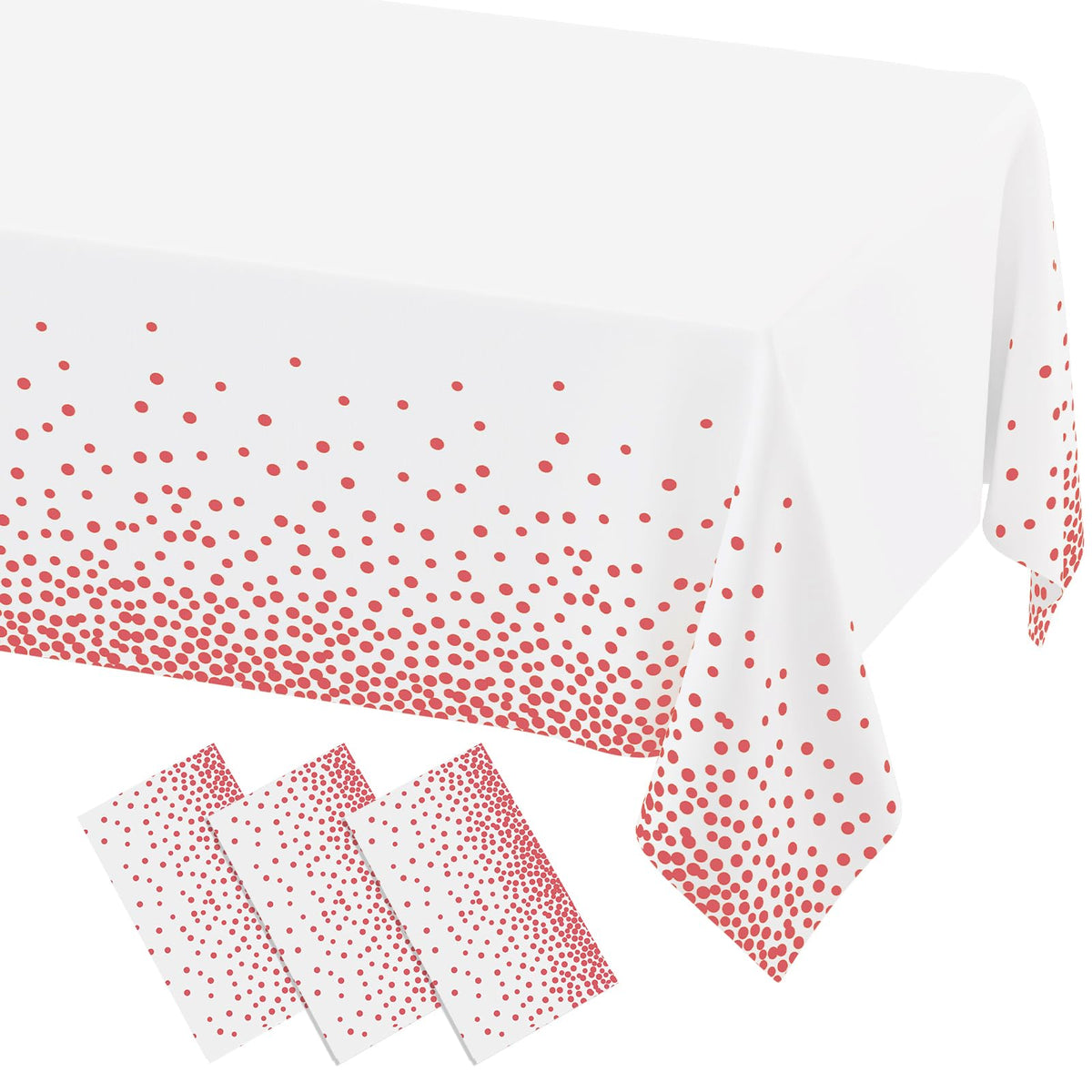 misaya 3 Packs Dot Disposable Table Cloth, 54 x 108 Inch Waterproof Plastic Tablecloth, Rectangle Gold Dots in White Table Covers for Picnic, Birthday, Party and Back to School
