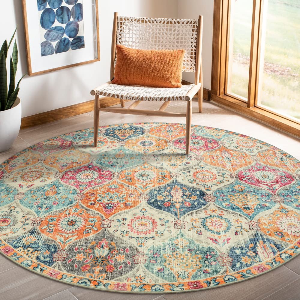 Lahome Moroccan Machine Washable Rugs for Living Room, 4x6 Rug for Bedroom