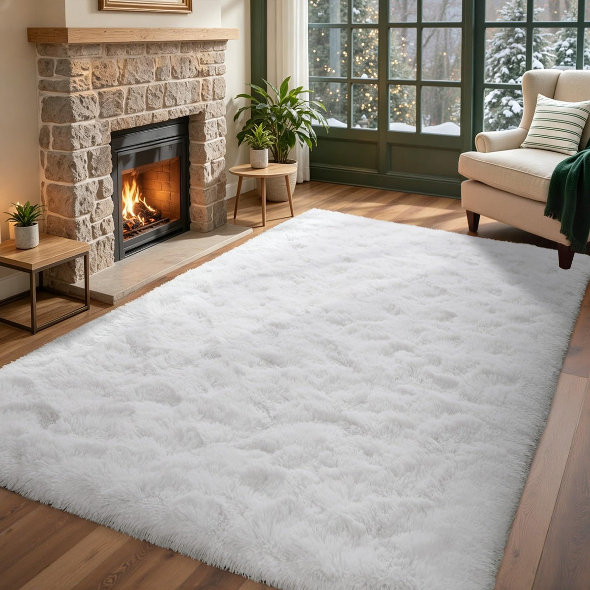 5x7 Black Area Rugs for Living Room, Large Fluffy Shag Bedroom Rugs Non-Slip, Ultra Soft Plush Carpet for Nursery Kids PlayRoom Dorm Office Indoor Modern Carpets