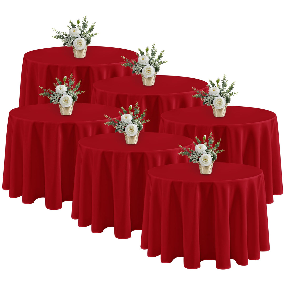 Fitable 6 Pack White Table Cloths 70x120 Inch for 6-8 Ft Rectangle Tables