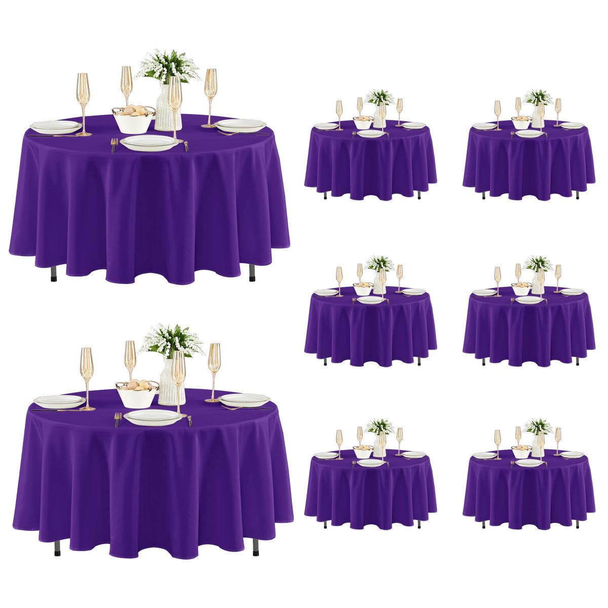 Fitable 6 Pack White Table Cloths 70x120 Inch for 6-8 Ft Rectangle Tables