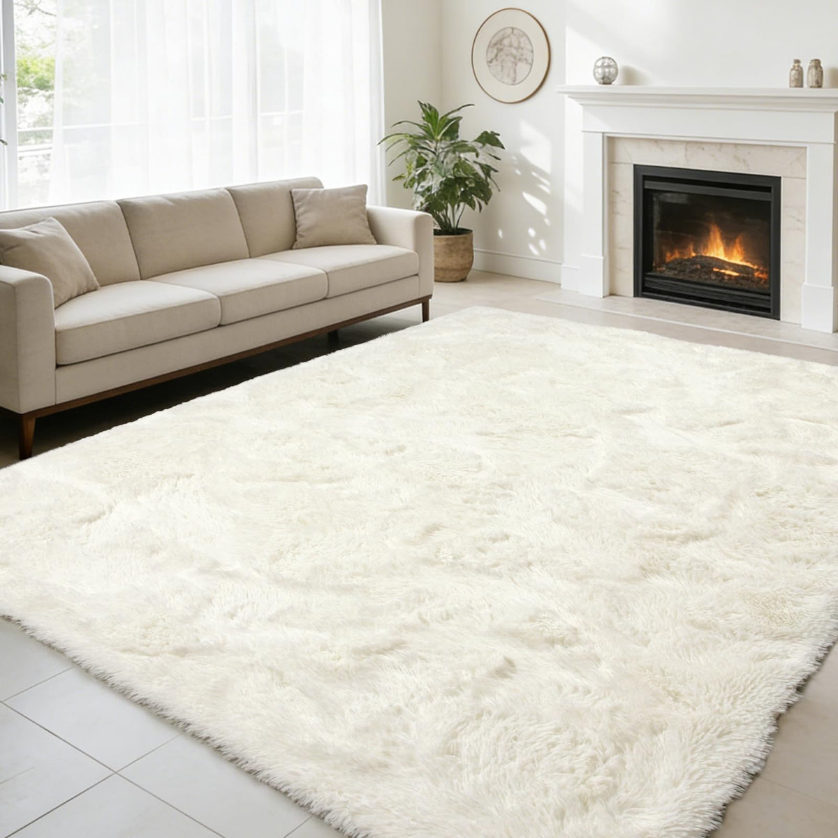 6x9 Black Fluffy Area Rug for Living Room,Large Shag Area Rugs for Bedroom