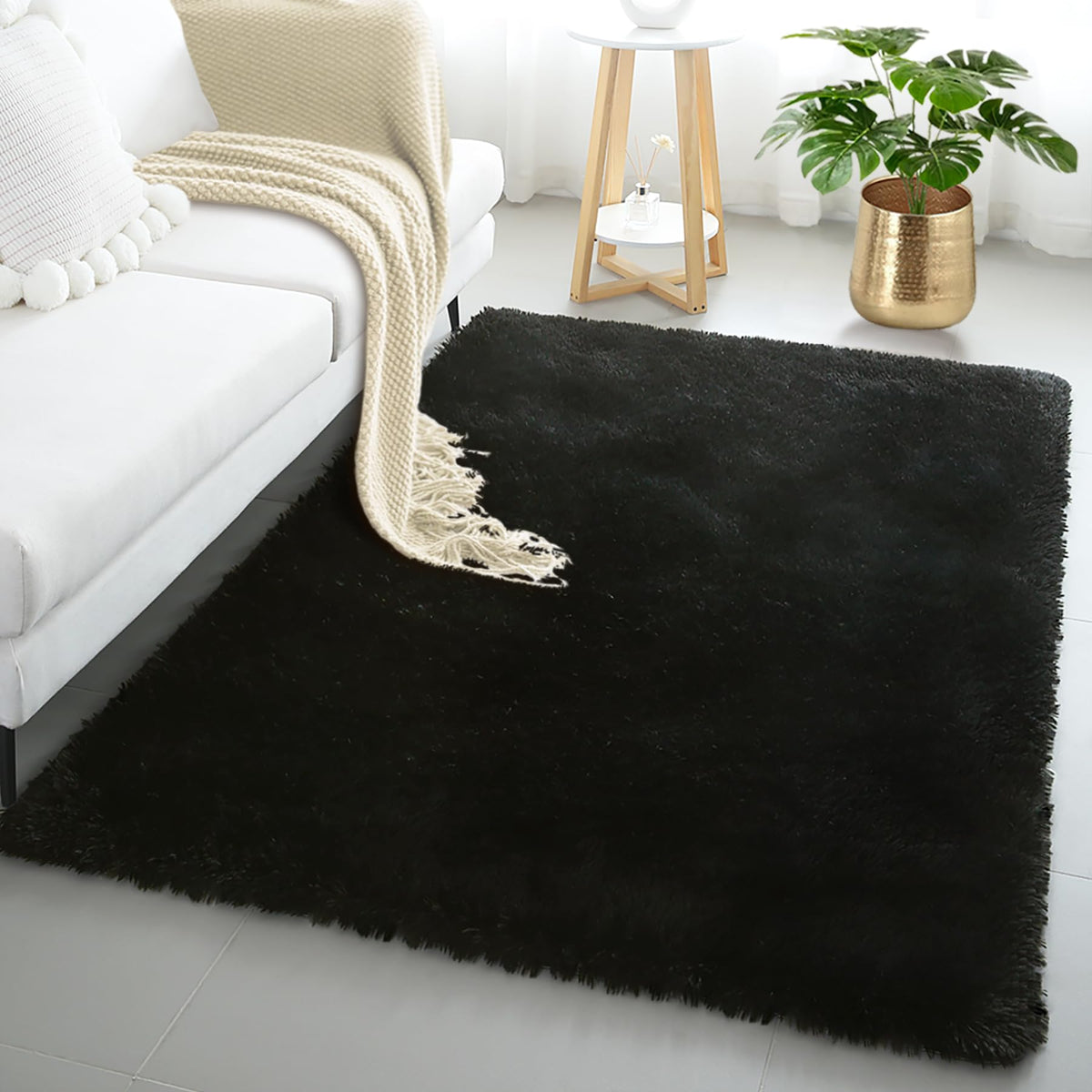 Pink Fluffy 4x6 Area Rugs for Bedroom Girls, Plush Washable Carpet