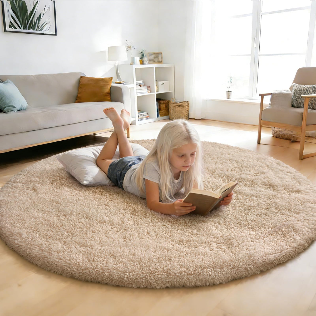 6x9 Black Fluffy Area Rug for Living Room,Large Shag Area Rugs for Bedroom