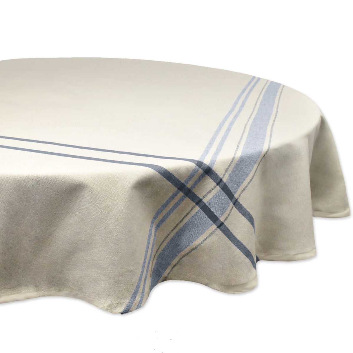 DII French Stripe Tabletop Collection Farmhouse Style Dining Table Linen Tablecloth, 60x120, Blue Chambray
