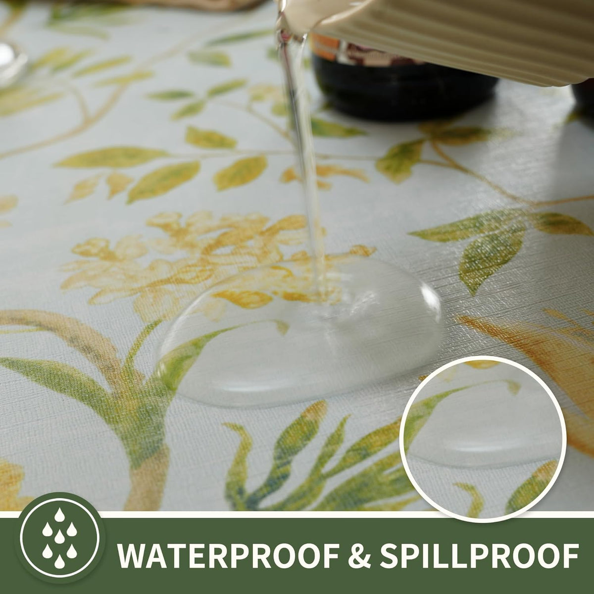 Rectangle Table Cloth,100% Waterproof Tablecloth Oil Proof Spill Proof Vinyl Table Cloth, Wipe Clean Plastic Table Cover for Dining, Camping, Indoor and Outdoor 52" x 70",Leaves