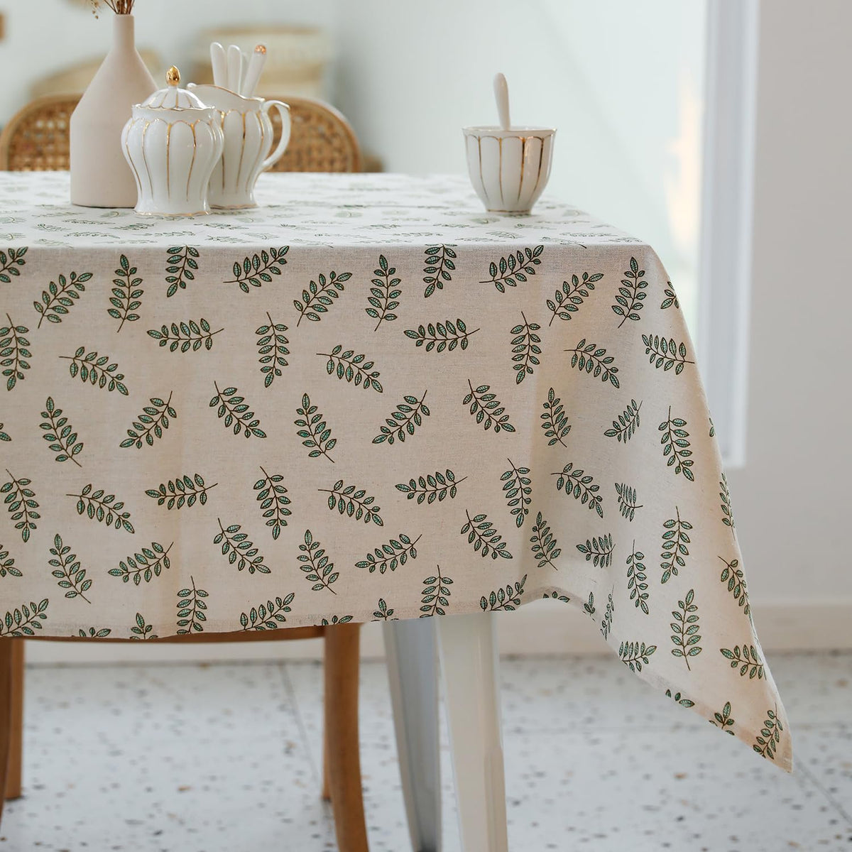 YiHomer Pastoral Rectangle Table Cloth 100% Polyester Fabric 60 x 102 Inch