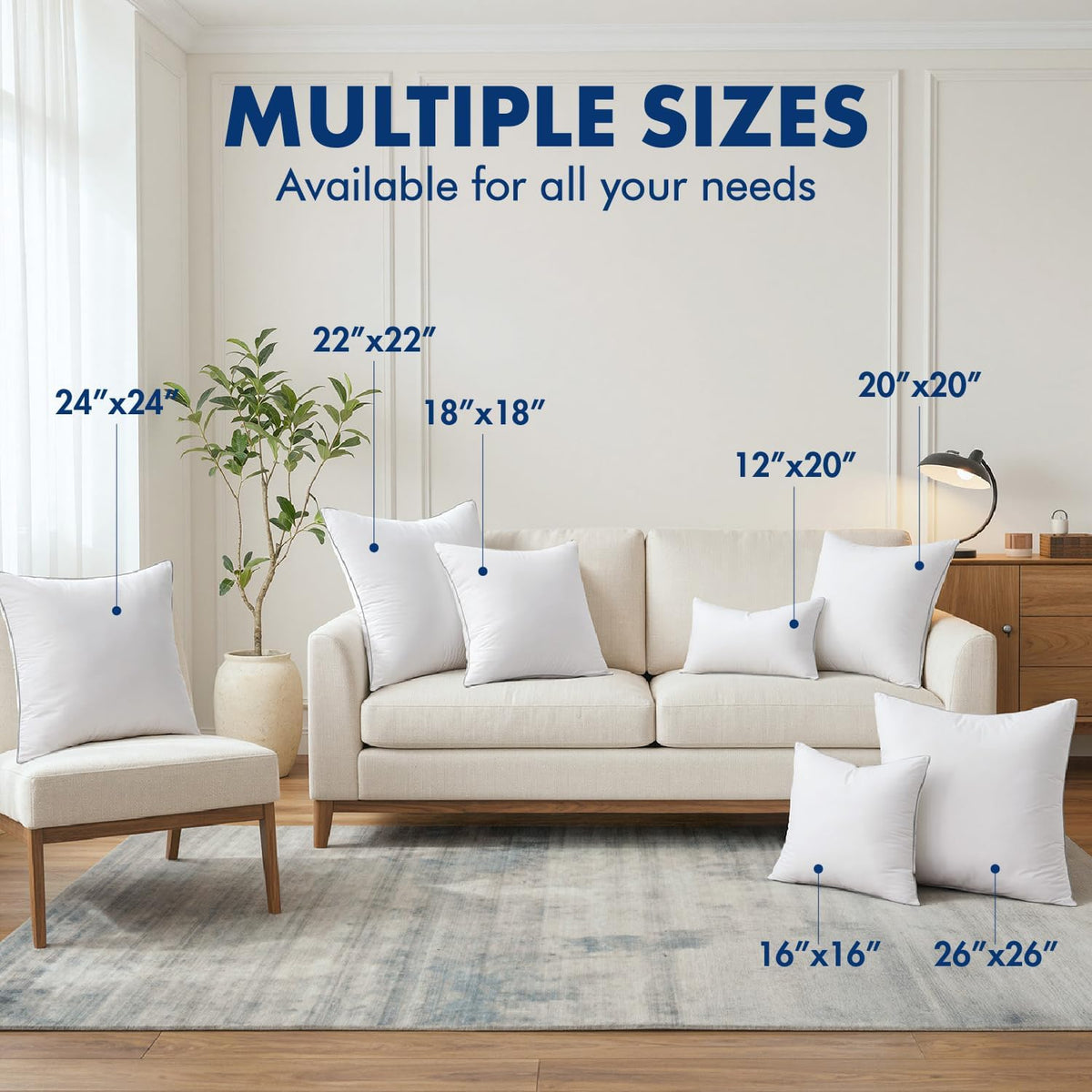 MIULEE 18x18 Inch Pillow Inserts Pack of 4 with 100% Textured Woven Fabric Cover