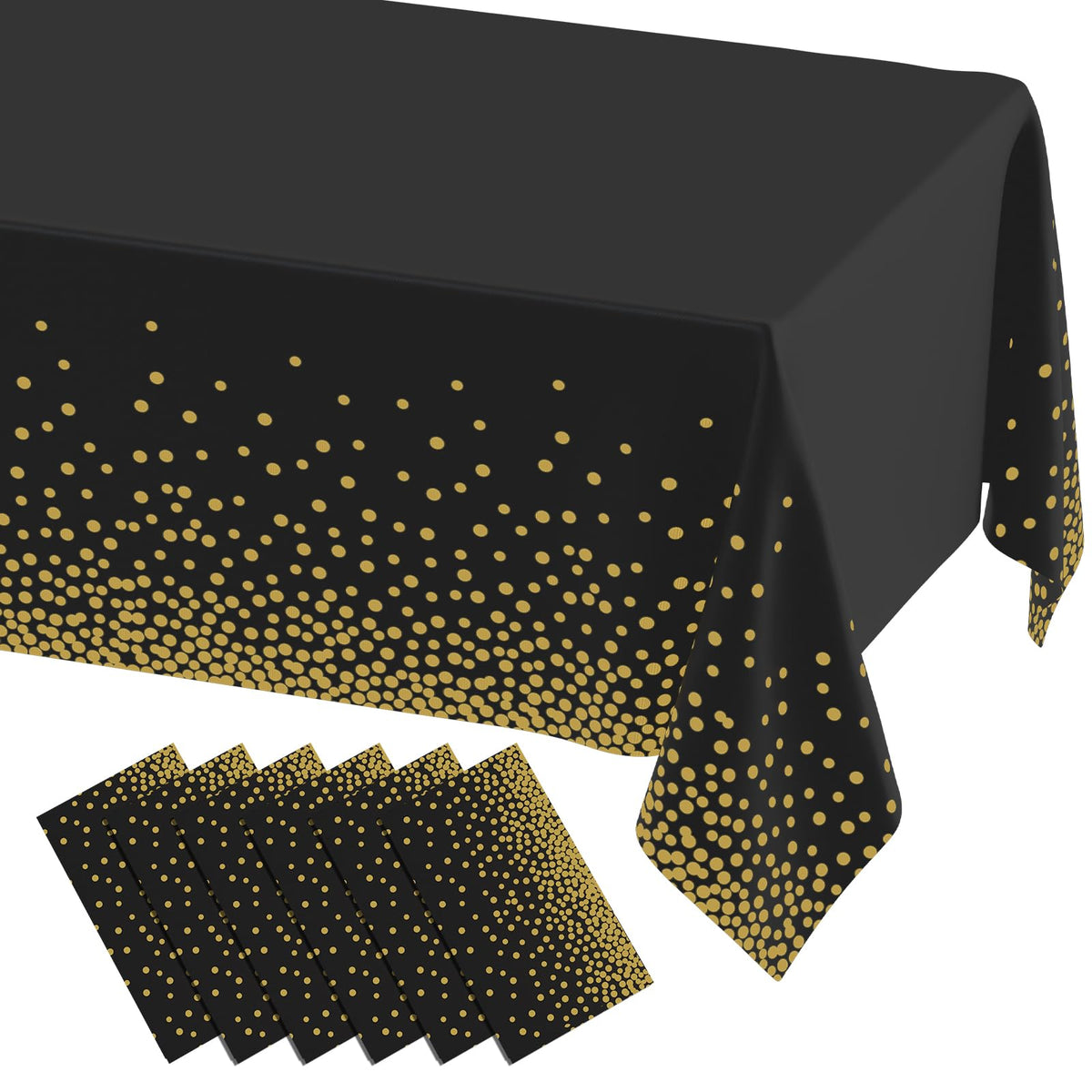 misaya 3 Packs Dot Disposable Table Cloth, 54 x 108 Inch Waterproof Plastic Tablecloth, Rectangle Gold Dots in White Table Covers for Picnic, Birthday, Party and Back to School