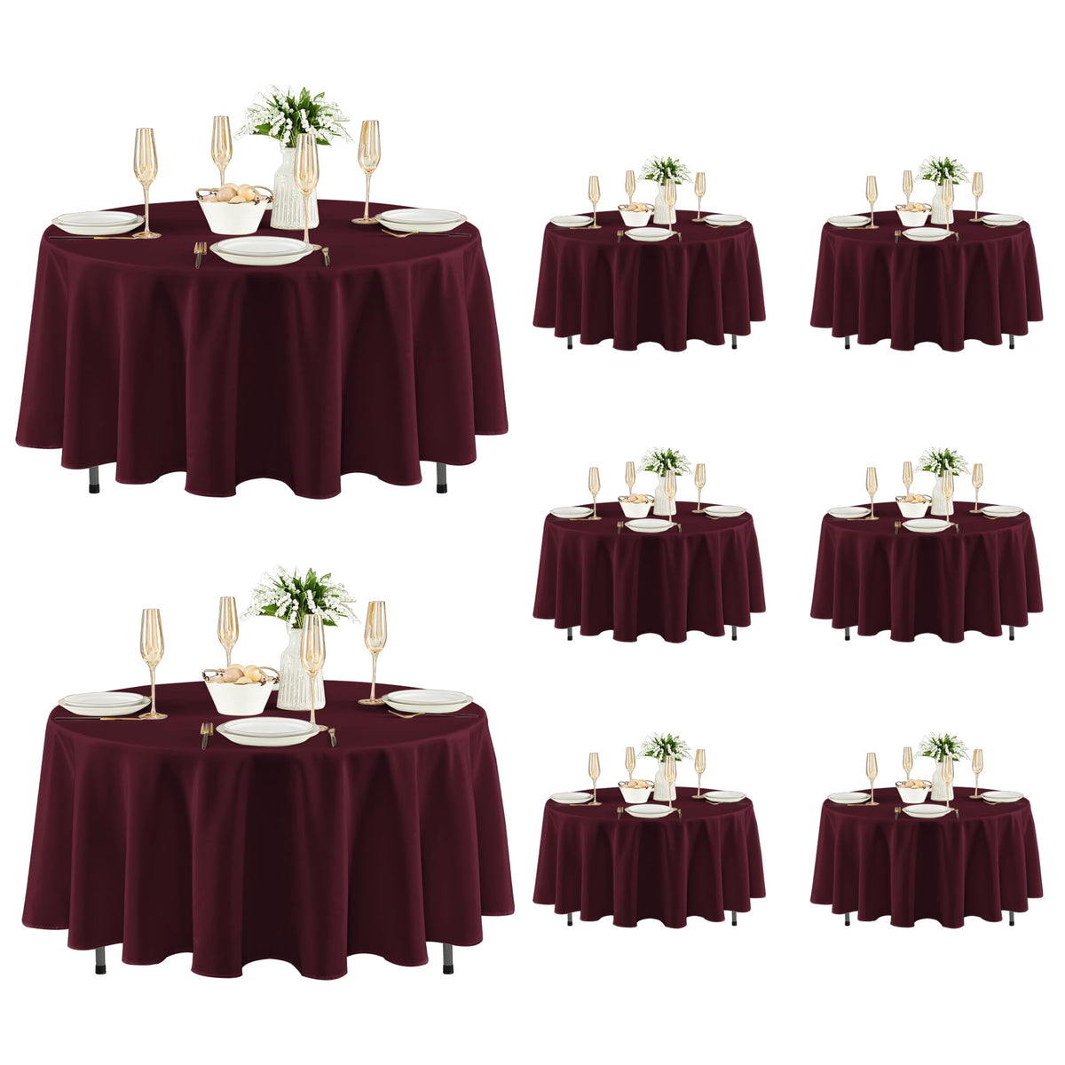 Fitable 6 Pack White Table Cloths 70x120 Inch for 6-8 Ft Rectangle Tables