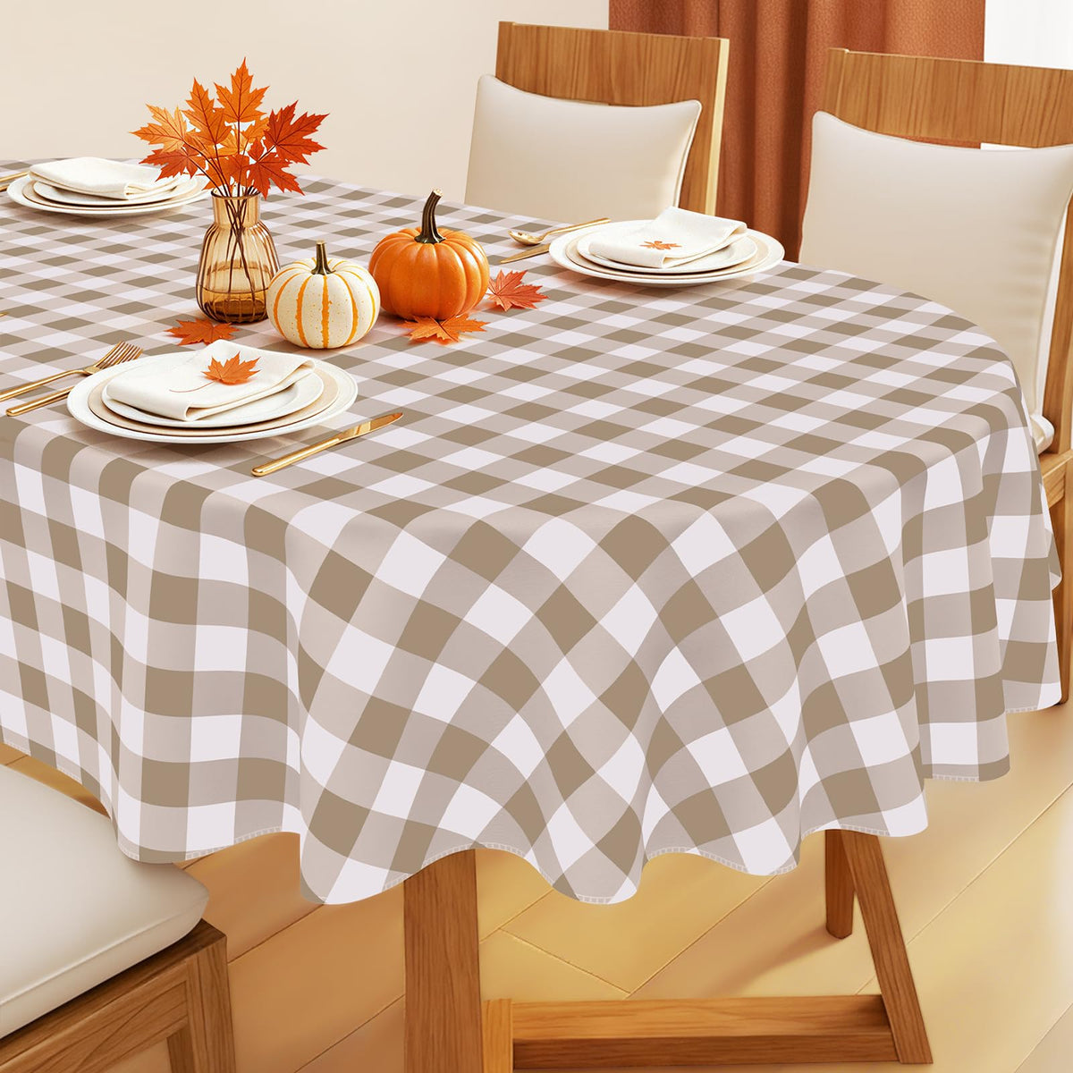 Smiry Picnic Table Cloth, Vinyl Tablecloths with Flannel Backing, 60"x84"