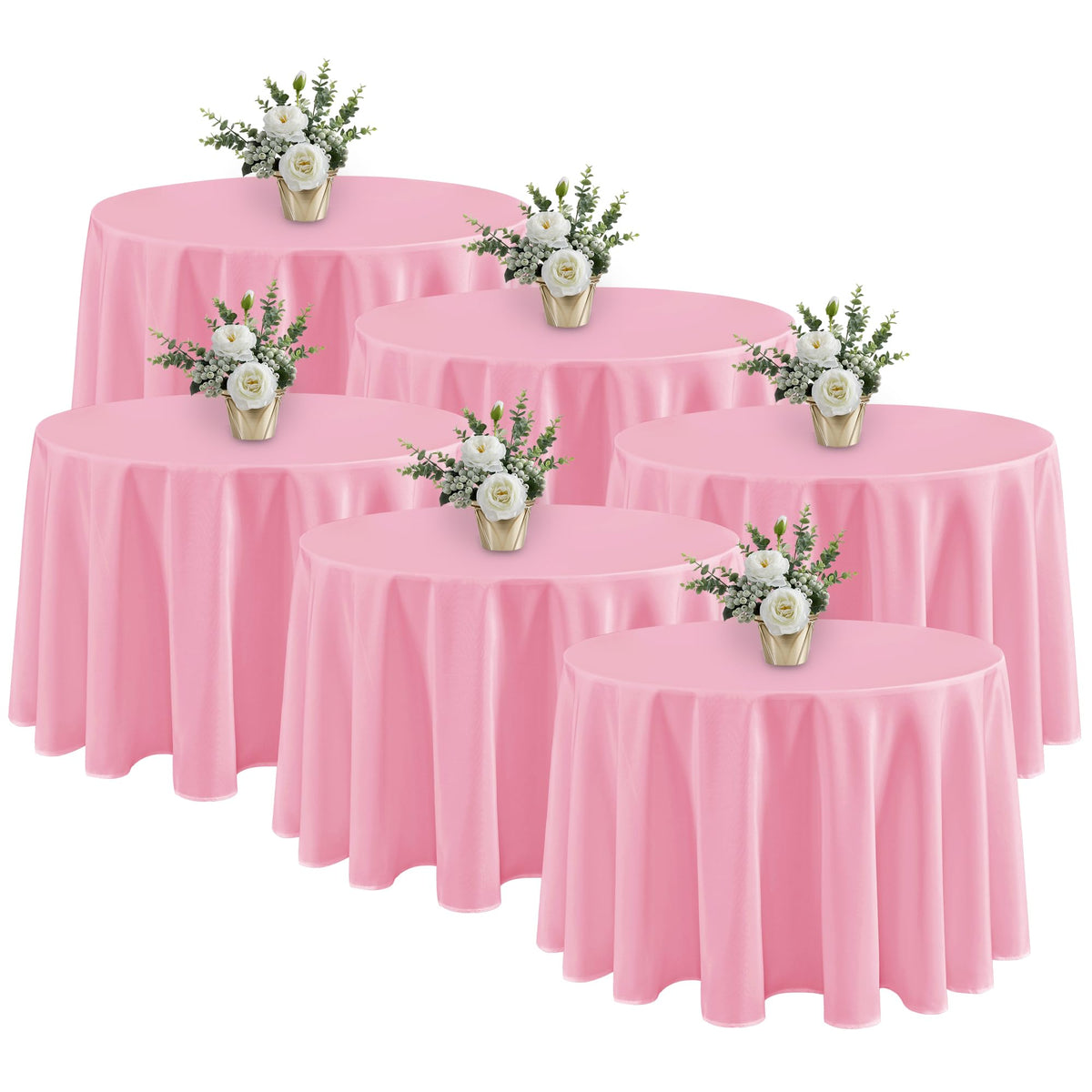 Fitable 6 Pack White Table Cloths 70x120 Inch for 6-8 Ft Rectangle Tables