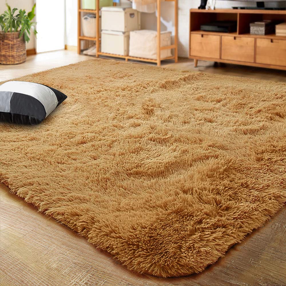 LOCHAS 4x6 Area Rugs Fluffy Living Room Carpets for Kids Bedroom, White