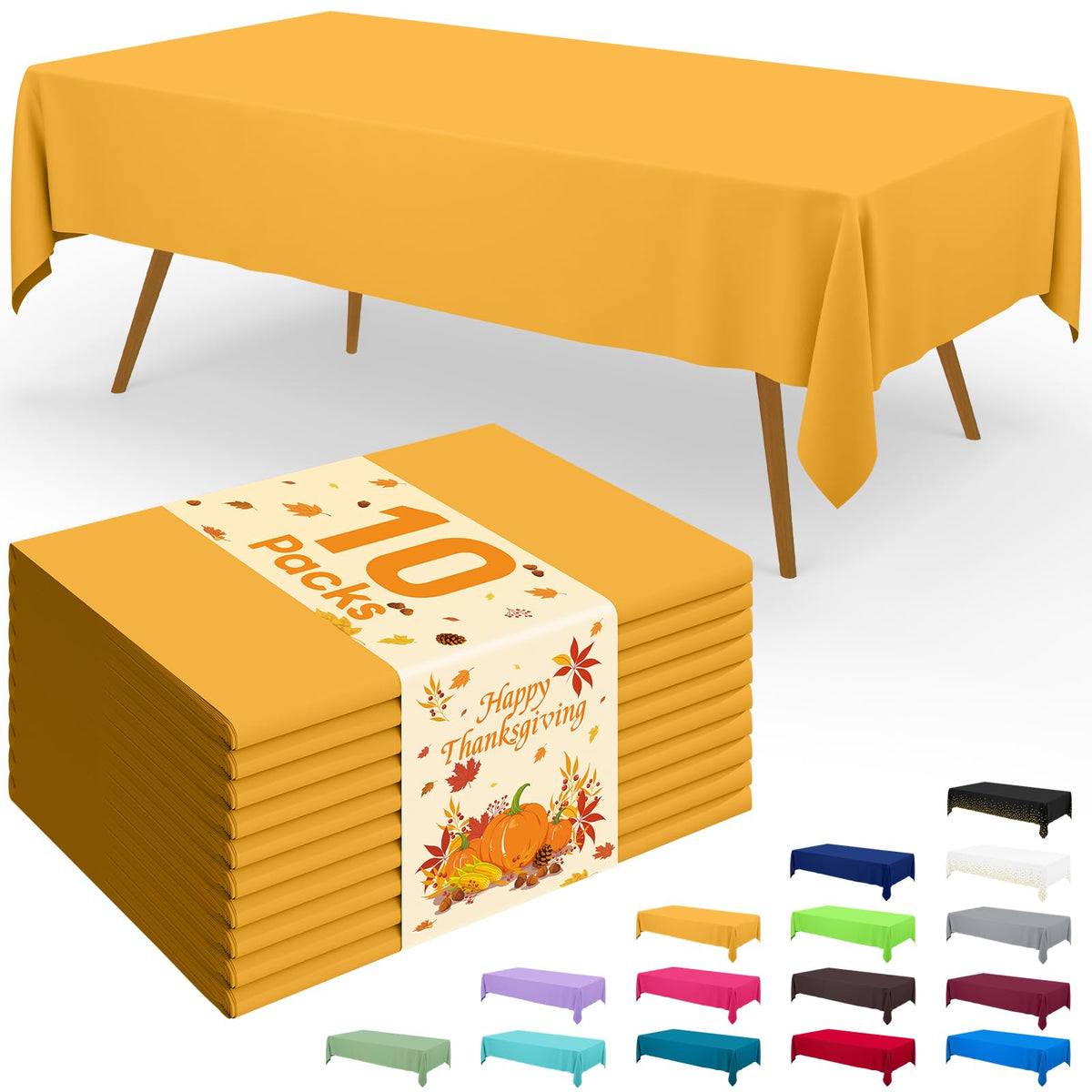 Smiry Disposable Table Cloth - 6 Pack, 54 x 108 Inch Waterproof Rectangle Tablecloths for Parties, Decorative Plastic Table Cover, Leakproof & Sturdy, White