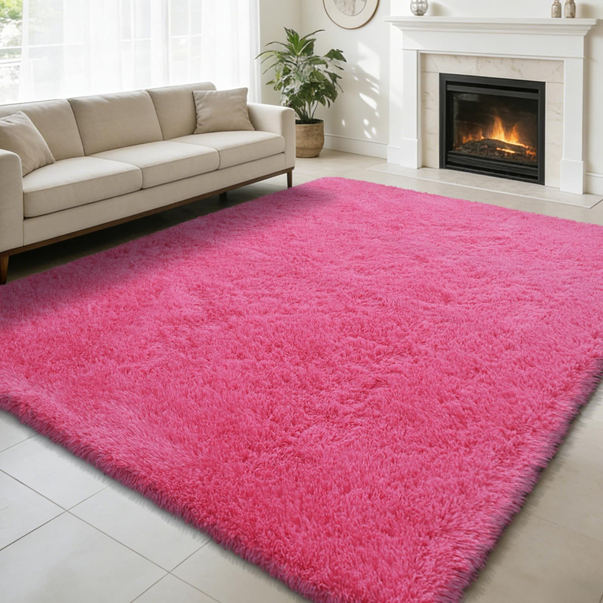 6x9 Black Fluffy Area Rug for Living Room,Large Shag Area Rugs for Bedroom