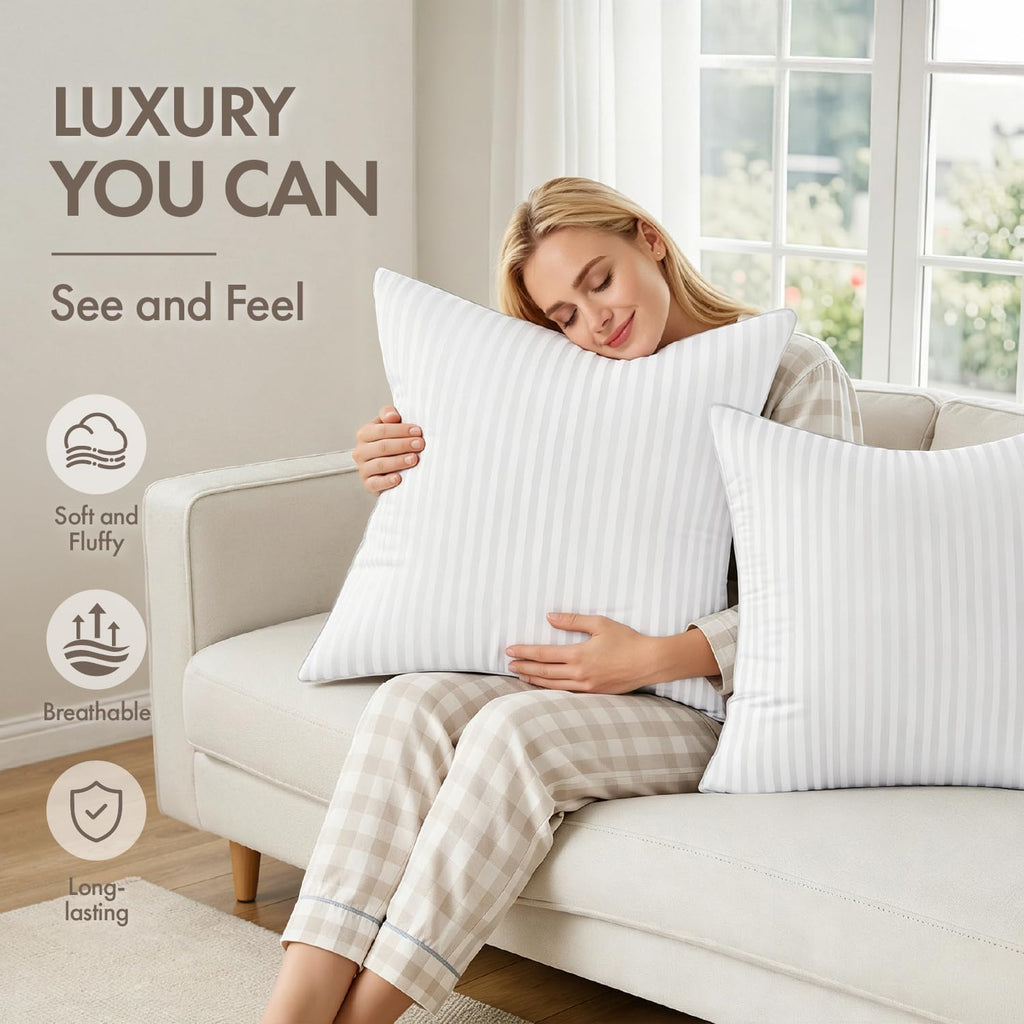 MIULEE 18x18 Throw Pillow Inserts Set of 2, 100% Virgin Microfiber Filling