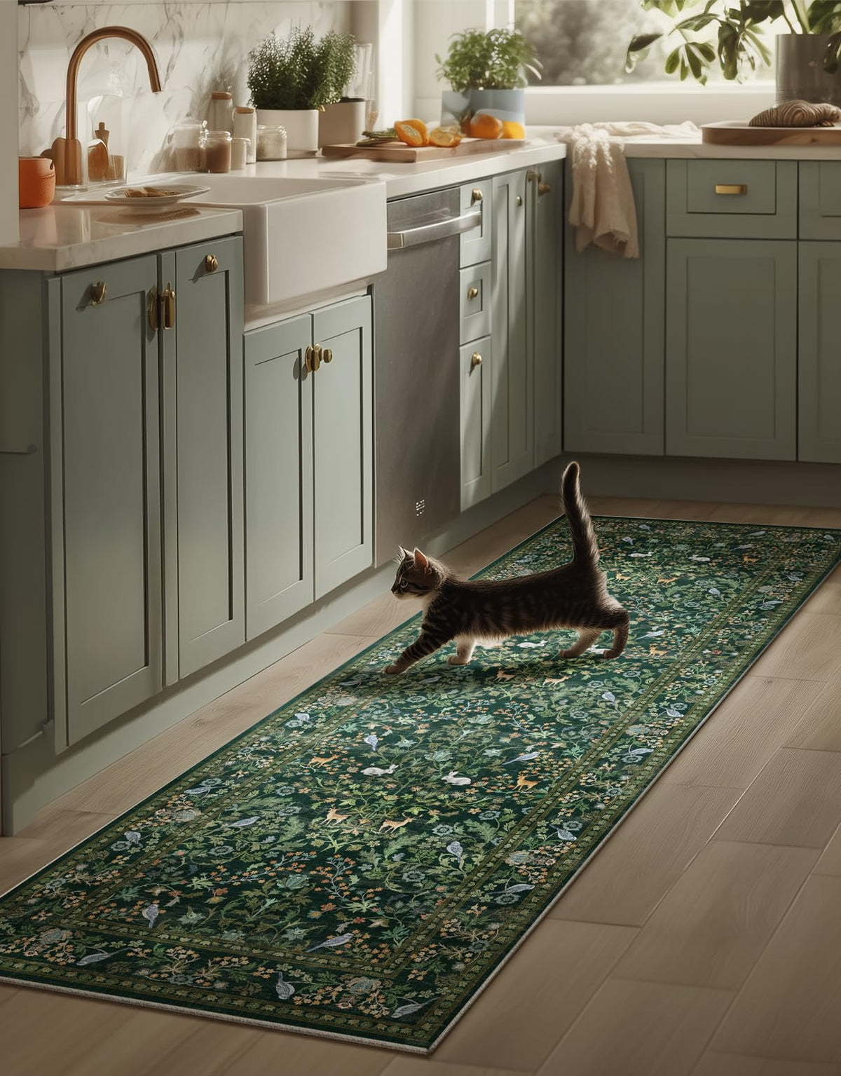 Washable Area Rugs for Living Room: 9x12 Area Rug for Bedroom Vintage Stain Resistant Non Slip Low Pile Lightweight Soft Carpet for Kitchen Dining Room Farmhouse Kids Room Nursery