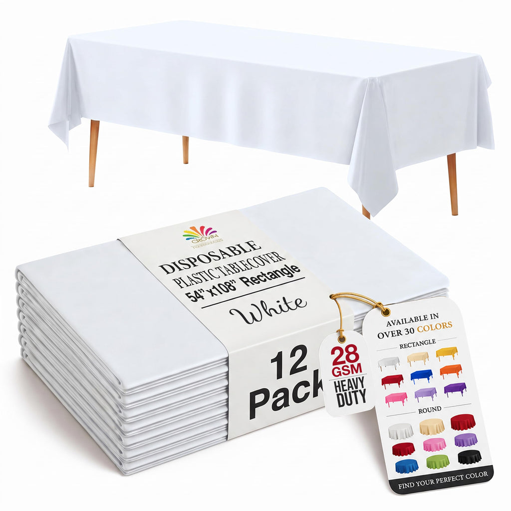 Exquisite 12-Pack Premium Plastic Tablecloth 12-Pack Premium Plastic Tablecloth 84in. Round Table Cover - Emerald Green